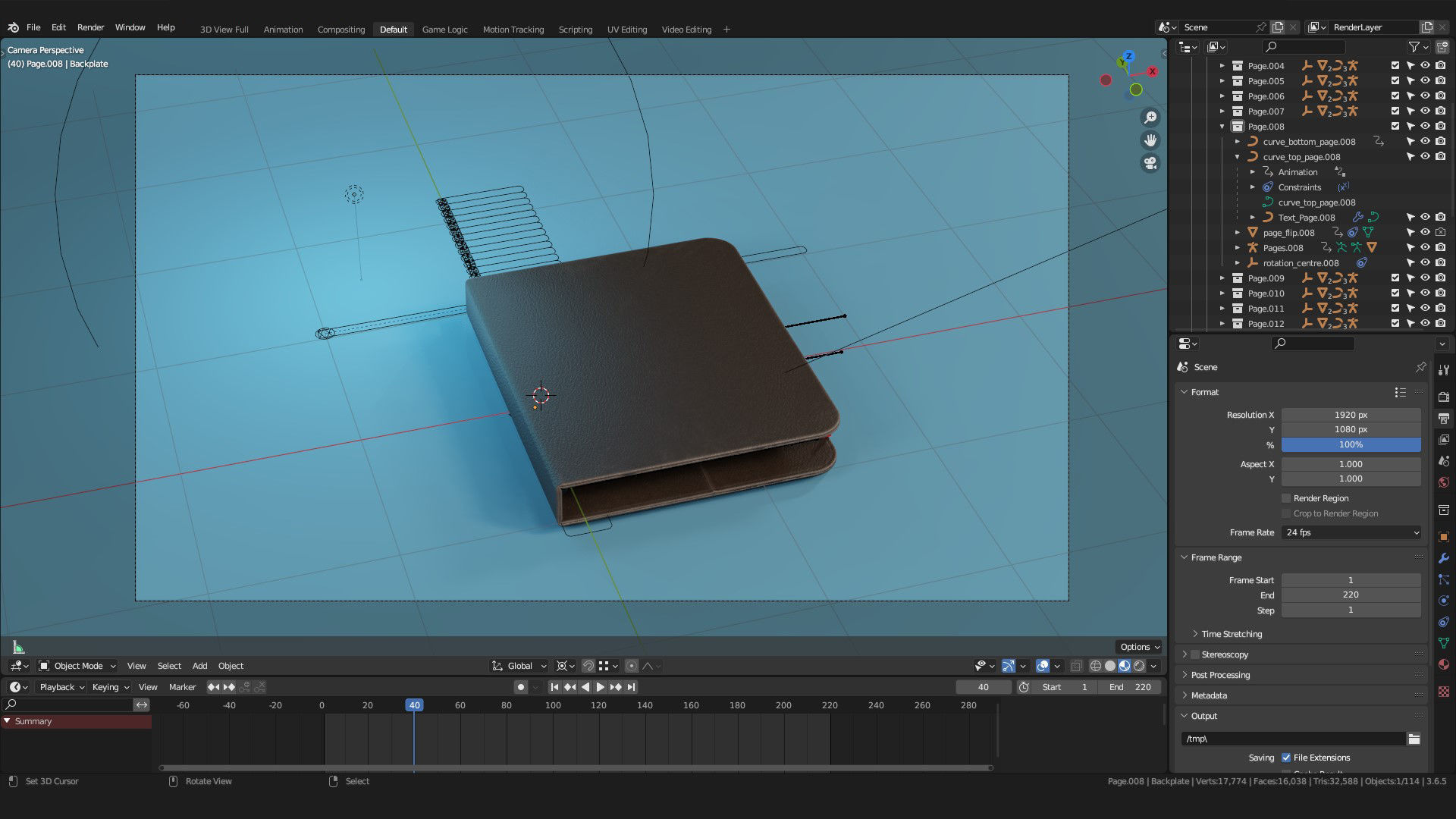 Rigged notebook-orginizer in a leather cover 3D model_6