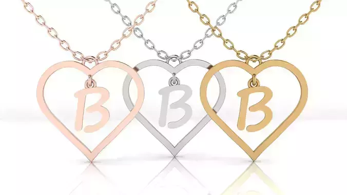Jewelry Heart Alphabet Pendant B 3D print model