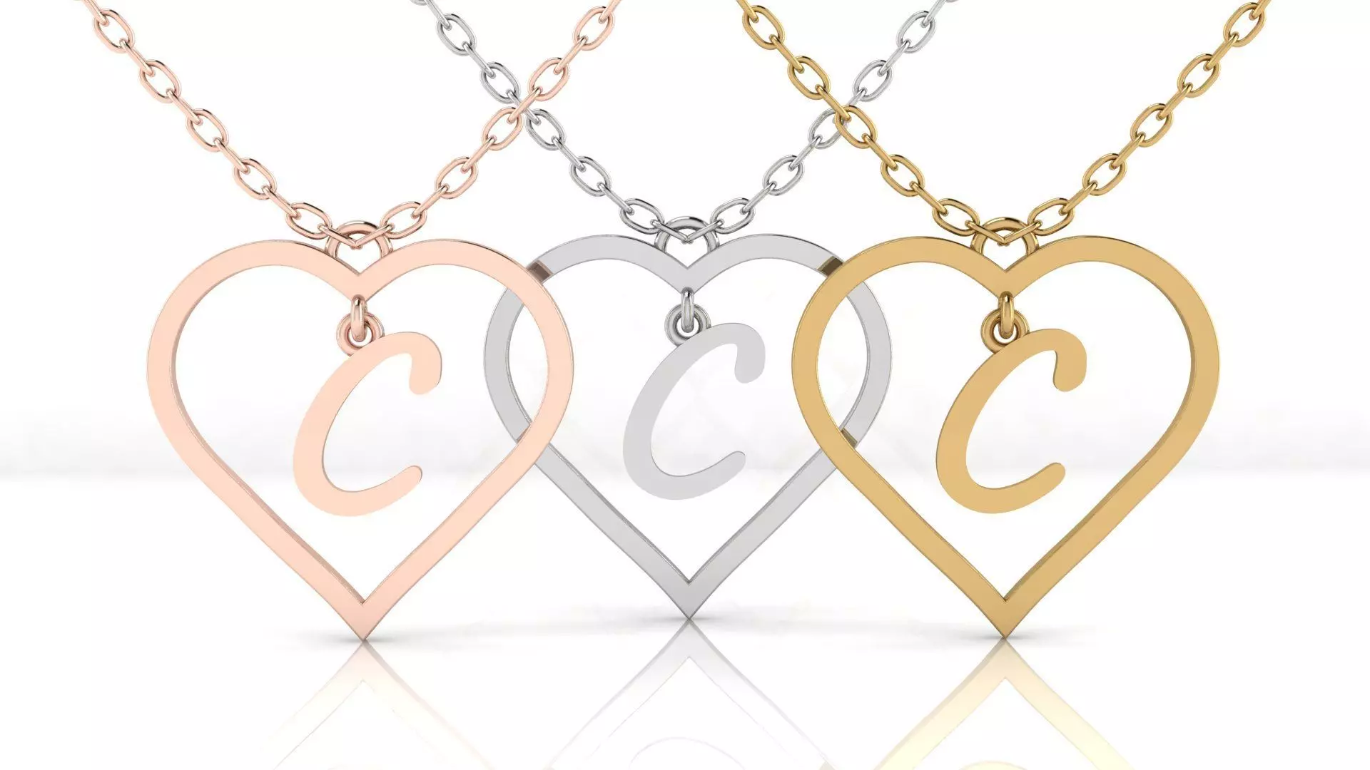 Jewelry Heart Alphabet Pendant C 3D print model