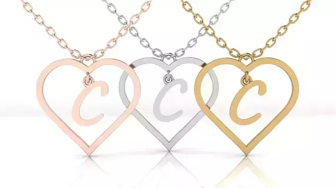 Jewelry Heart Alphabet Pendant C 3D print model