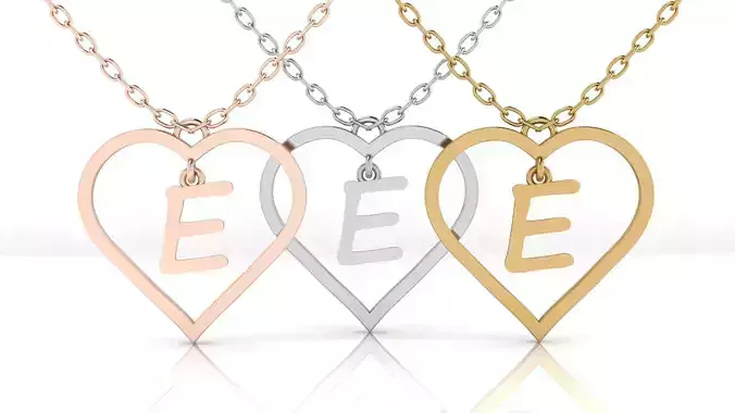 Jewelry Heart Alphabet Pendant E 3D print model