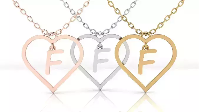 Jewelry Heart Alphabet Pendant F 3D print model