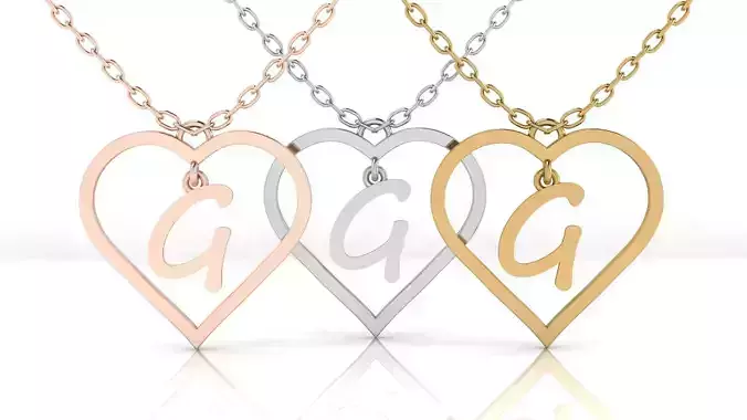 Jewelry Heart Alphabet Pendant G 3D print model