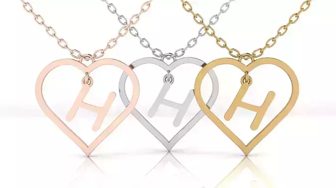 Jewelry Heart Alphabet Pendant H 3D print model