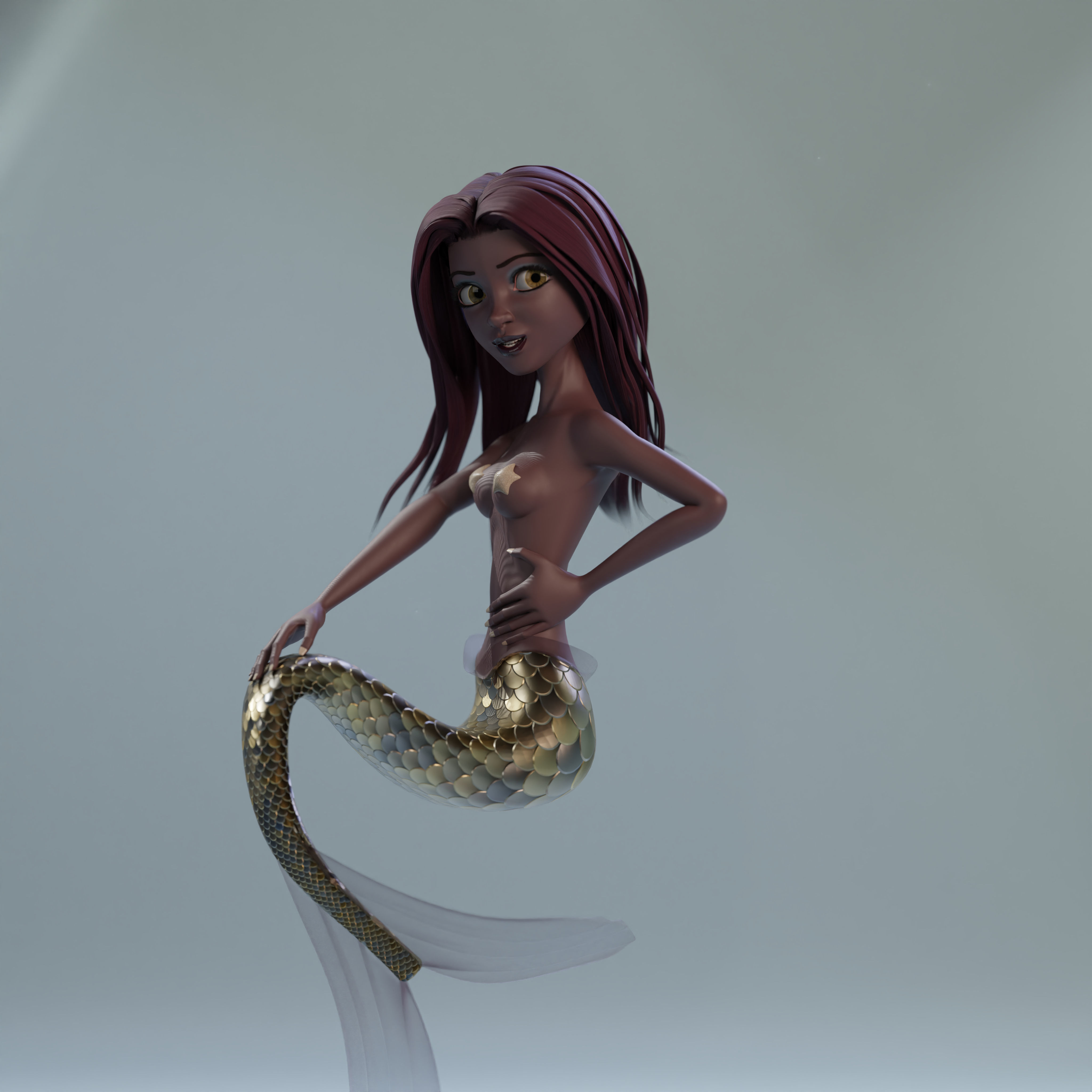 Fully Rigged Fully Customizable Mermaid 3D model_2