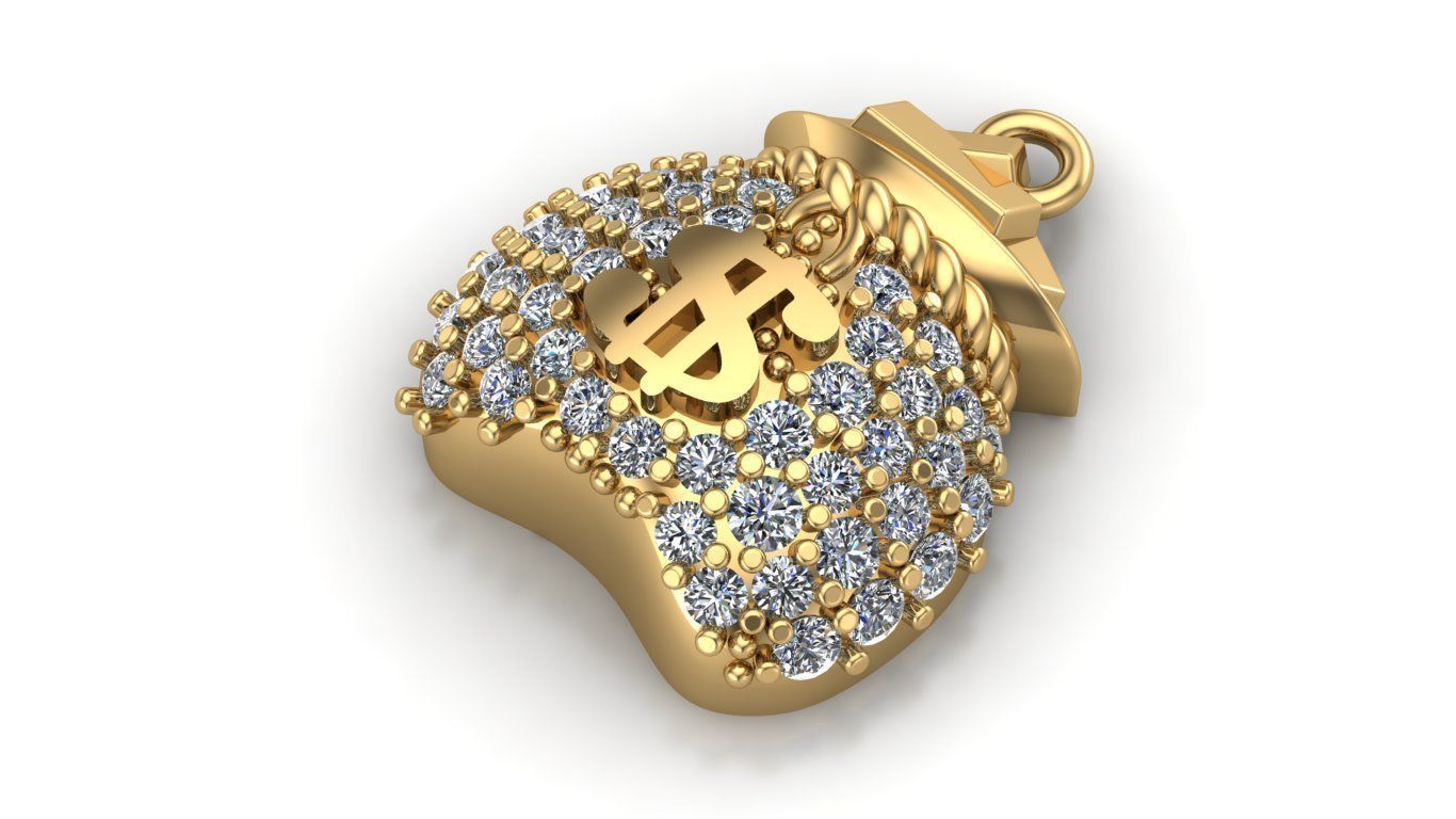 Diamond gold money bag 3D model 3D printable CGTrader
