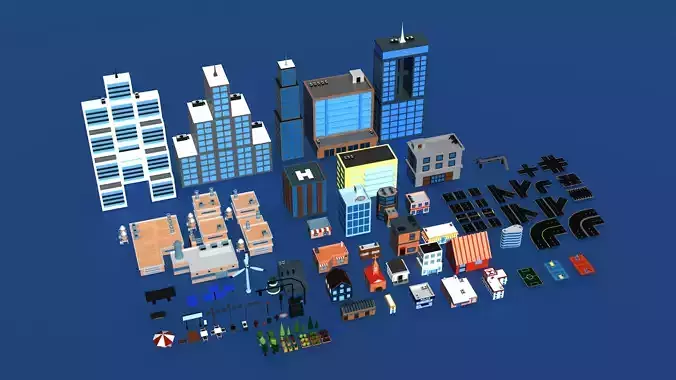 Ultimate Low Poly City Pack 3D 