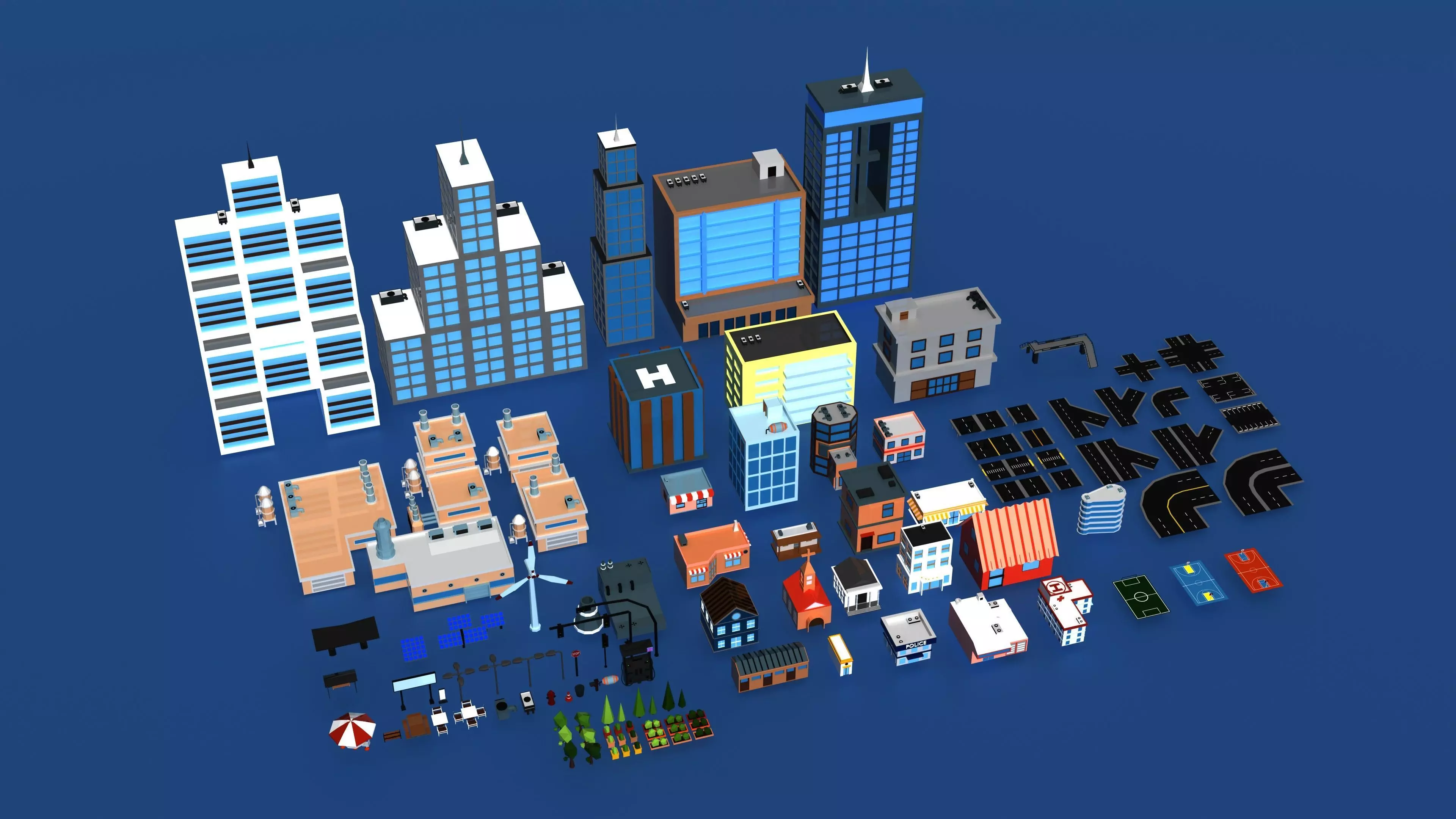 Ultimate Low Poly City Pack 3D  Low-poly 3D model_0