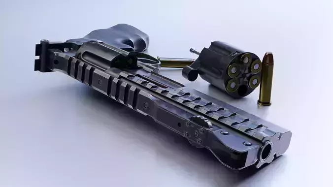 Modern revolver Korth Supersport Low-poly 3D model