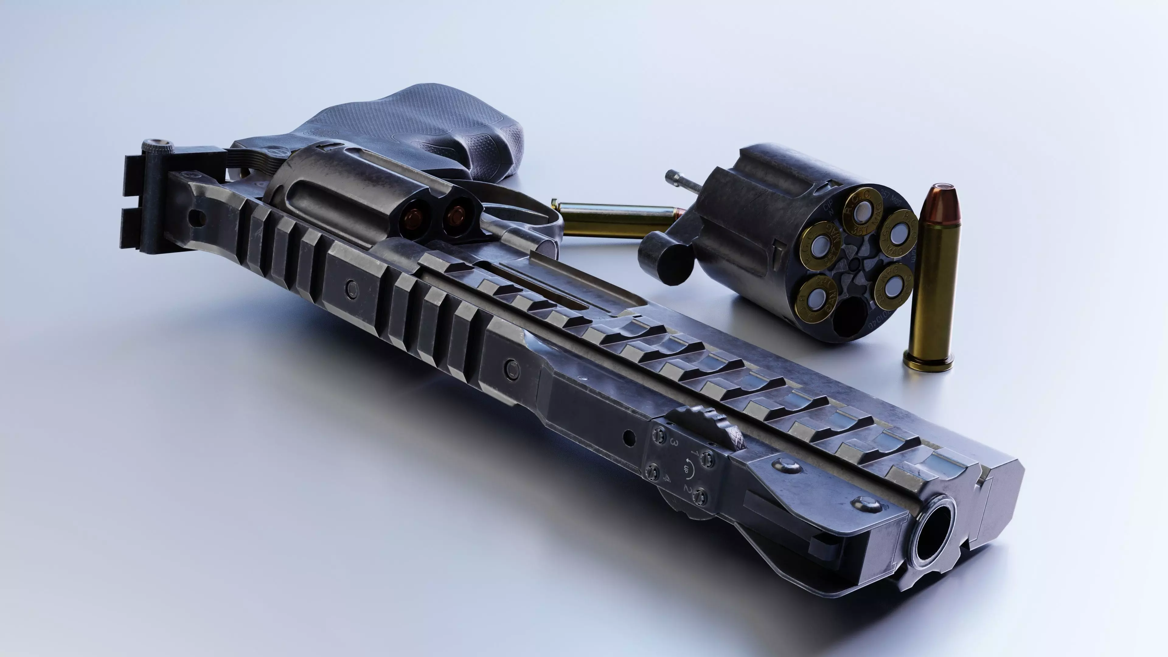 Modern revolver Korth Supersport Low-poly 3D model