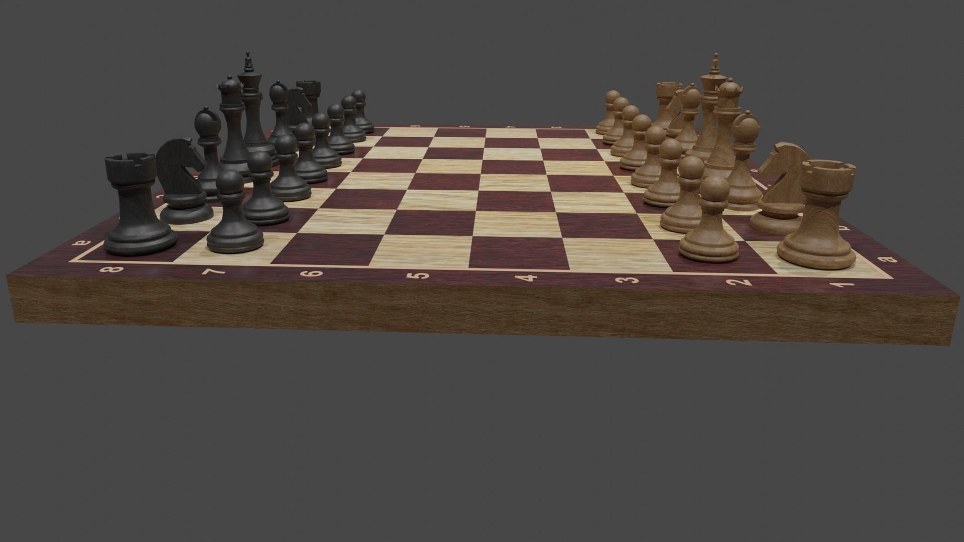 chess board with pieces Free 3D model_3