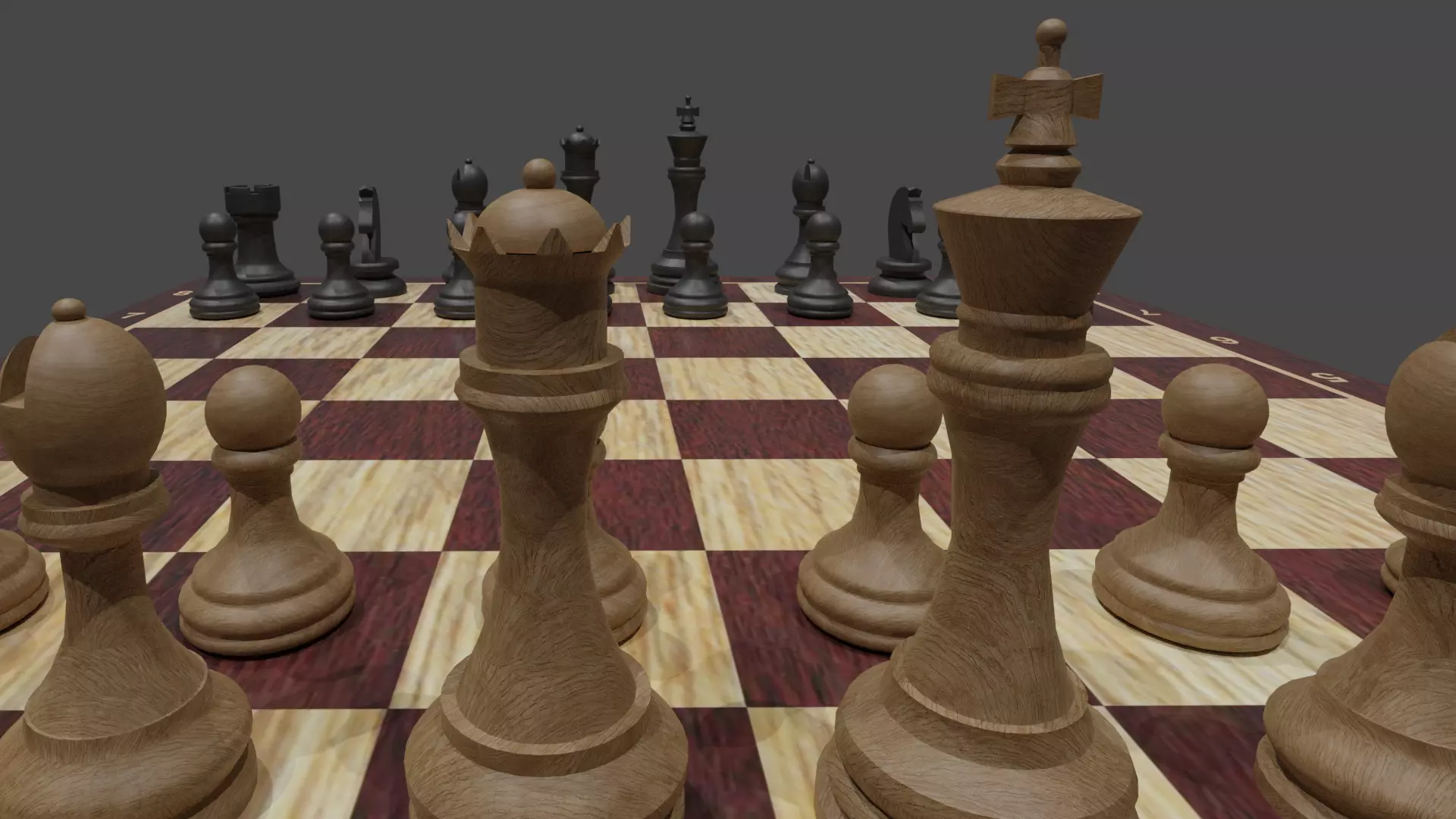 chess board with pieces Free 3D model_0