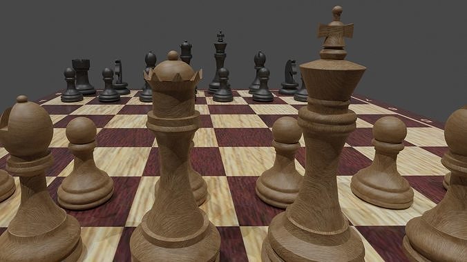 chess board with pieces Free 3D model
