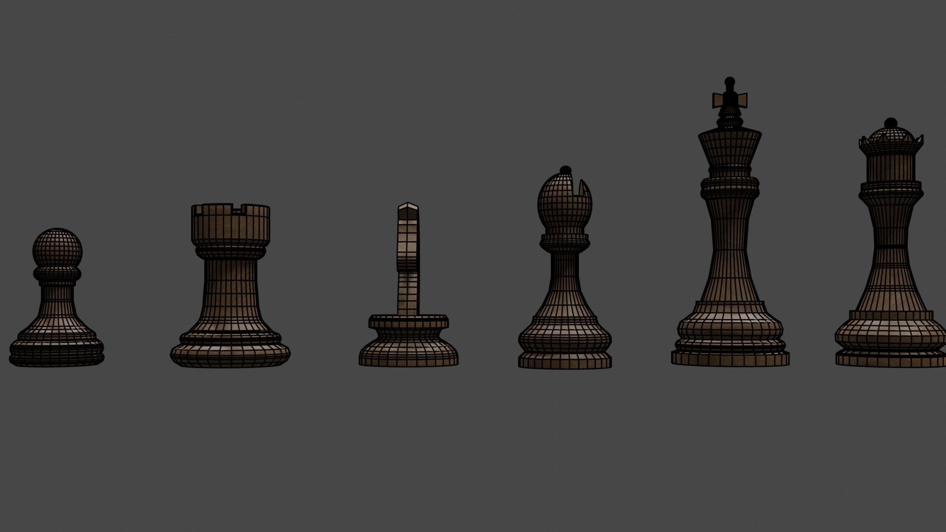 chess board with pieces Free 3D model_5