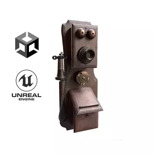 Old Dial Telephone Low Poly PBR