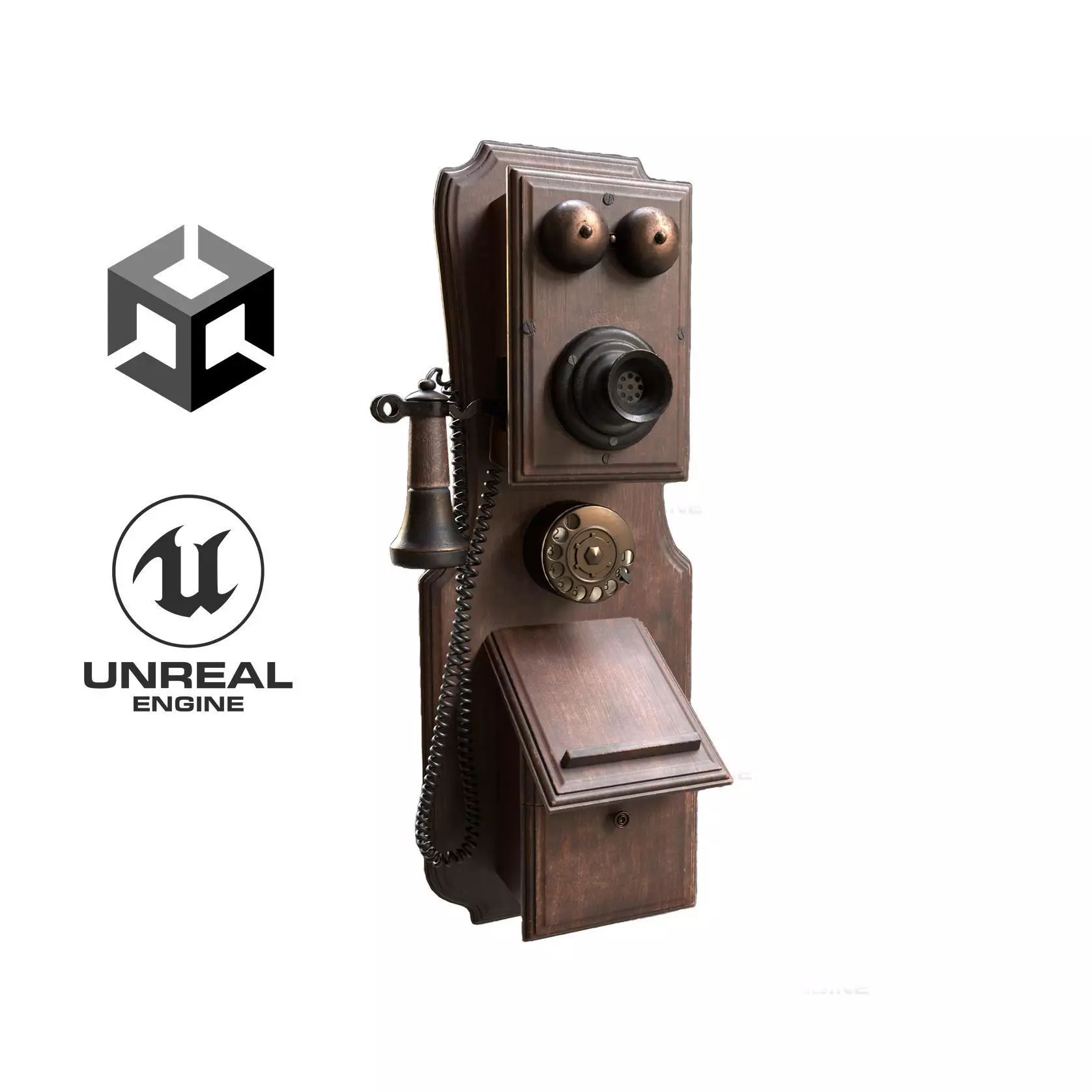 Old Dial Telephone Low Poly PBR Low-poly 3D model