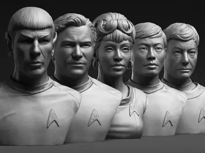 Uhura Kirk Spock McCoy and Sulu 3d printable bust collection  