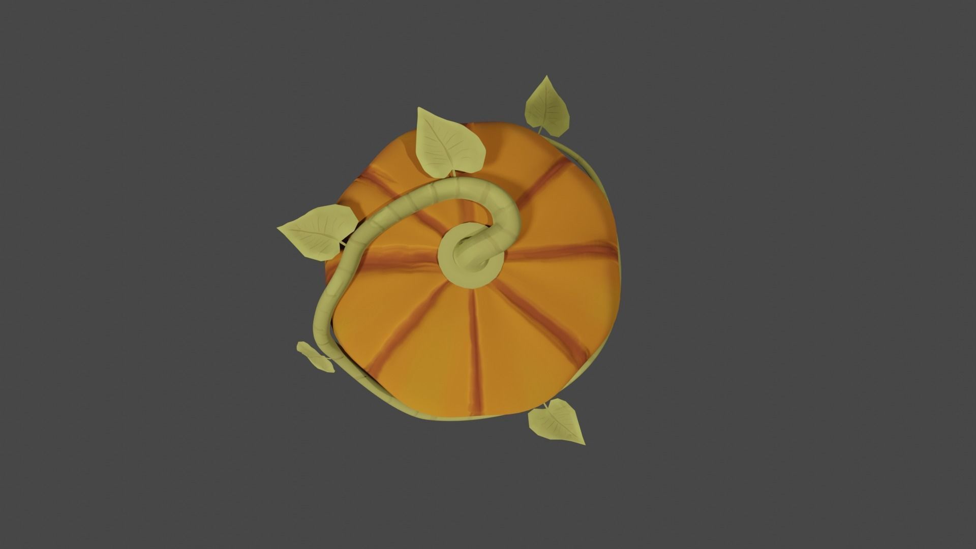 Pumpkin with leaves and vines Low-poly 3D model_5