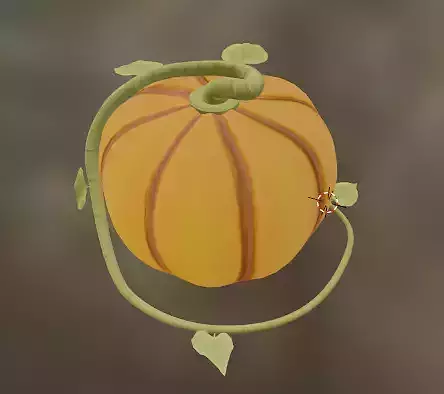 Pumpkin with leaves and vines Low-poly 3D model