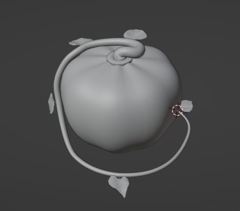 Pumpkin with leaves and vines Low-poly 3D model_1