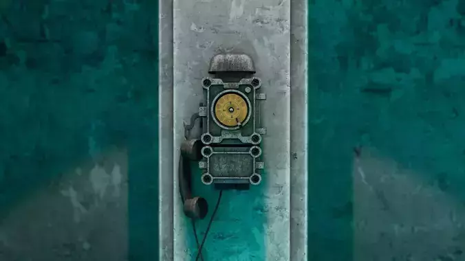 Phone old telephone on wall Low-poly 3D model