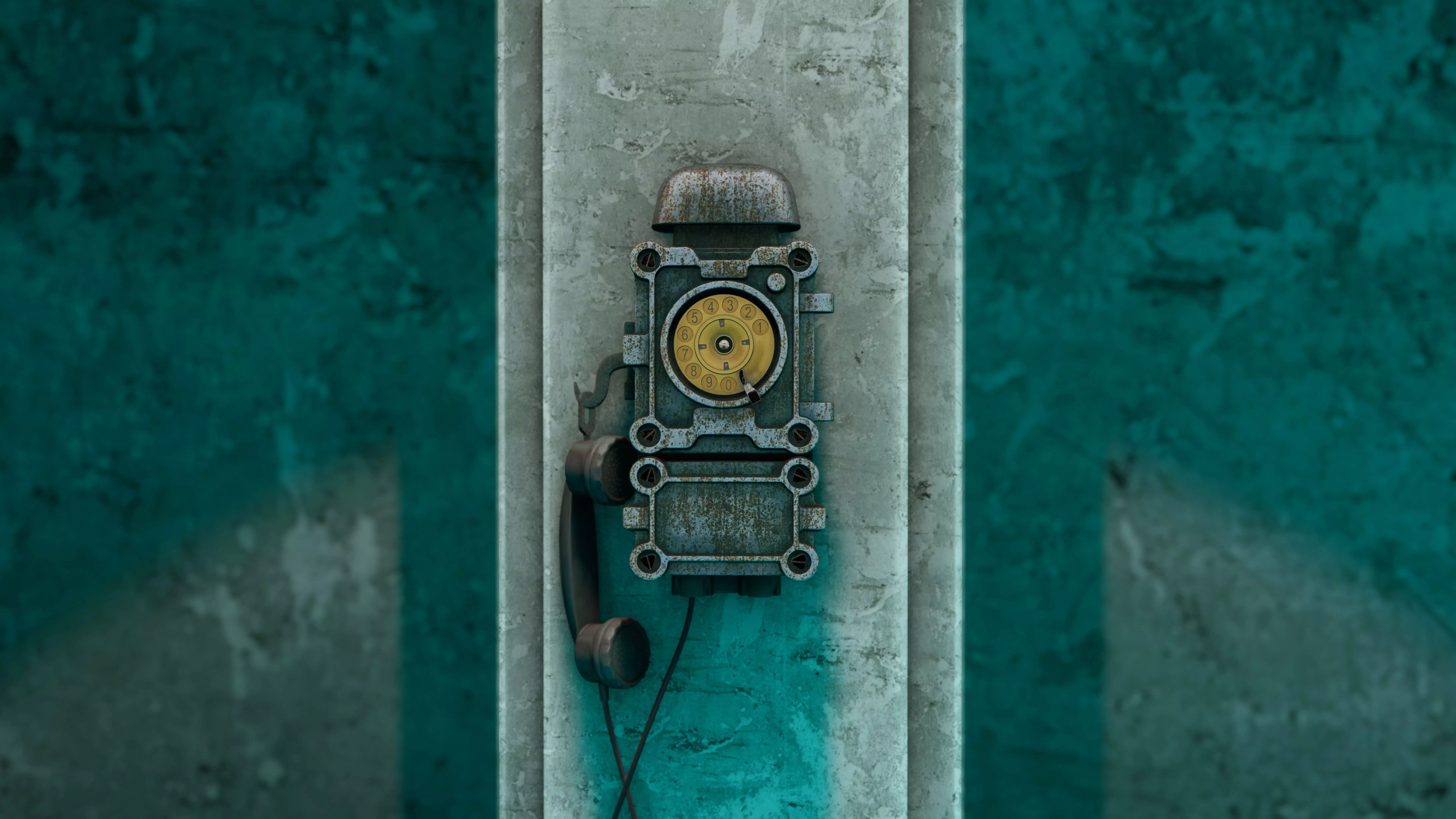 Phone old telephone on wall Low-poly 3D model