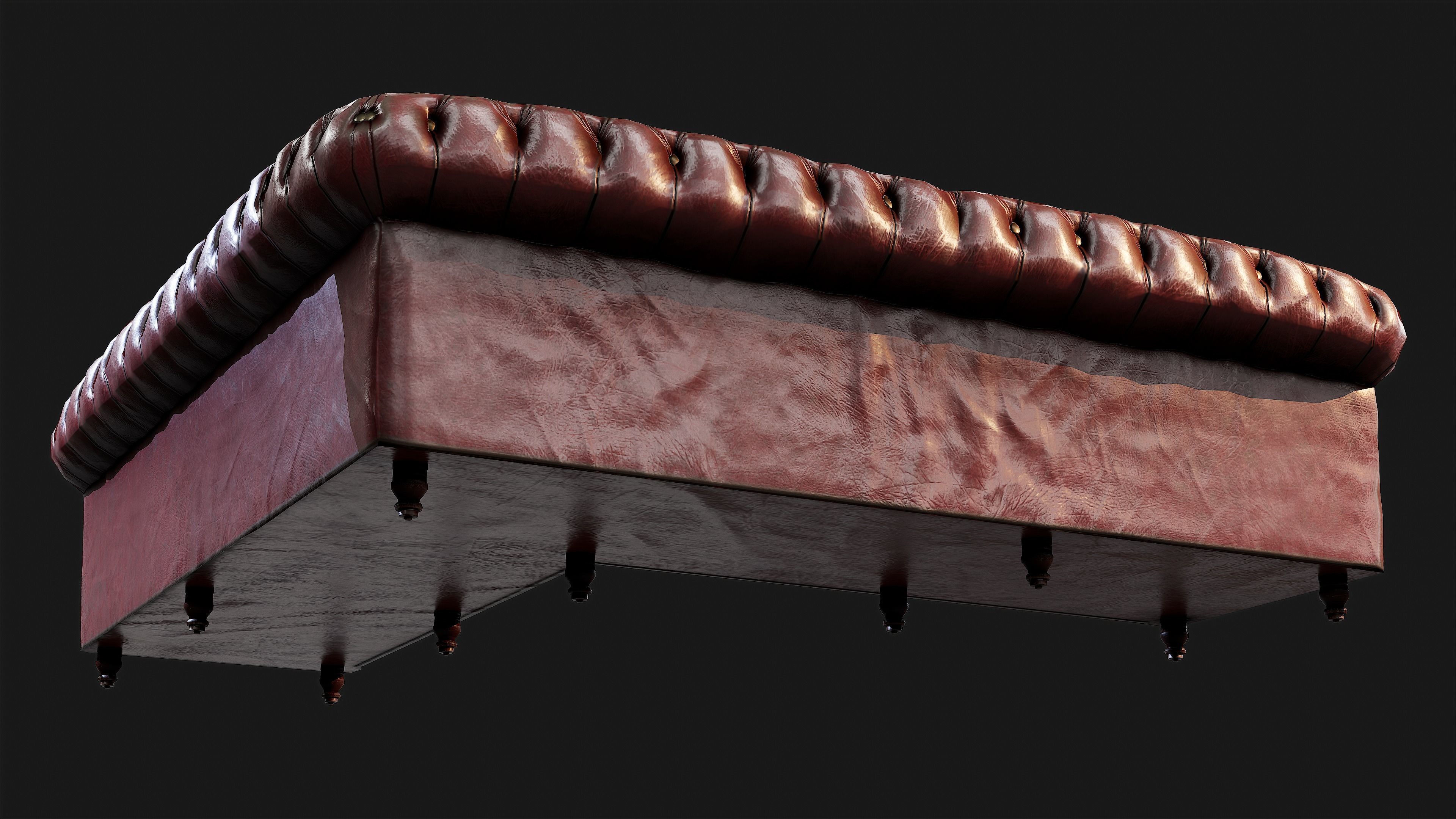 Leather Sofa - Game ready props Low-poly 3D model_1
