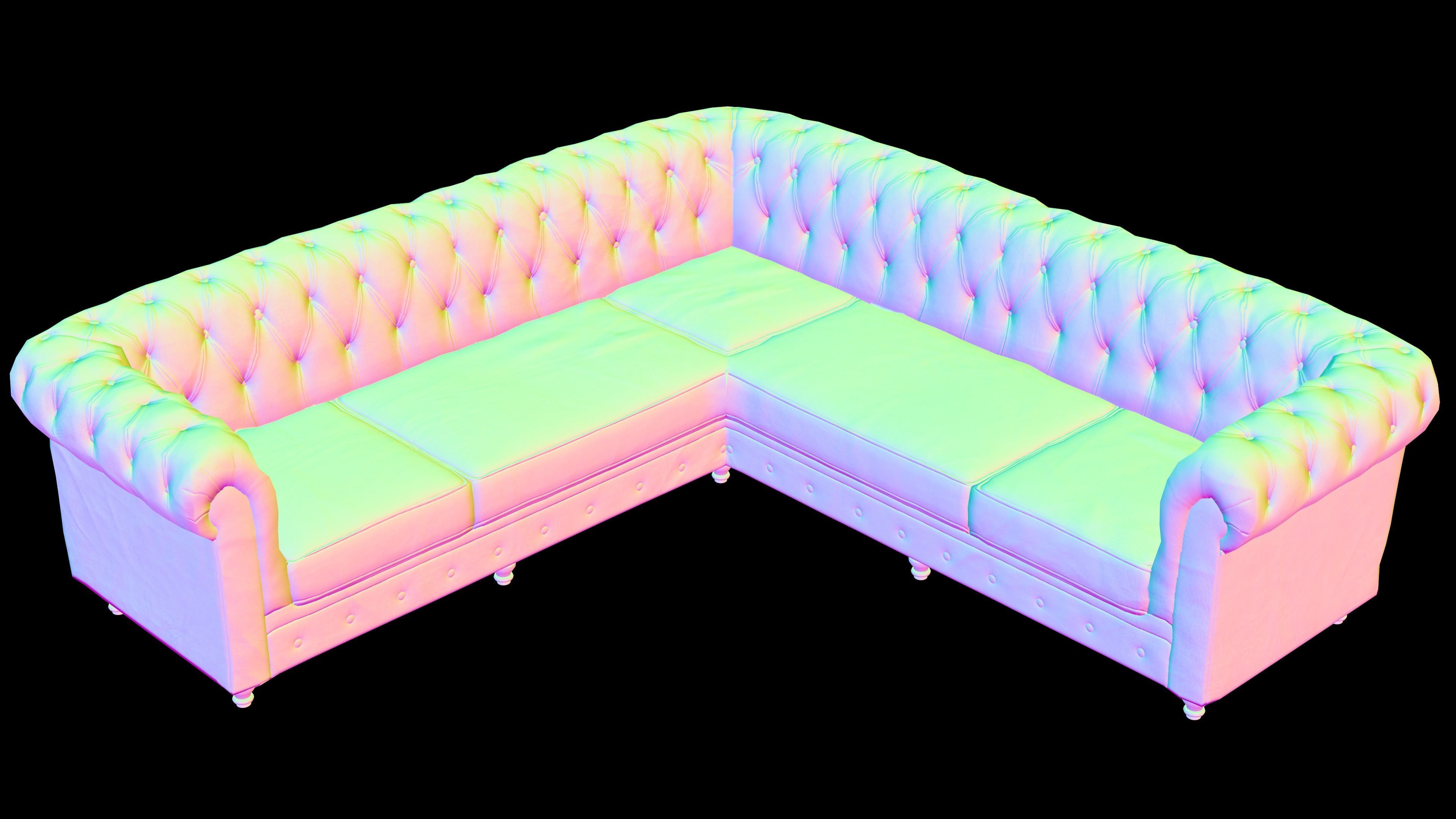 Leather Sofa - Game ready props Low-poly 3D model_3