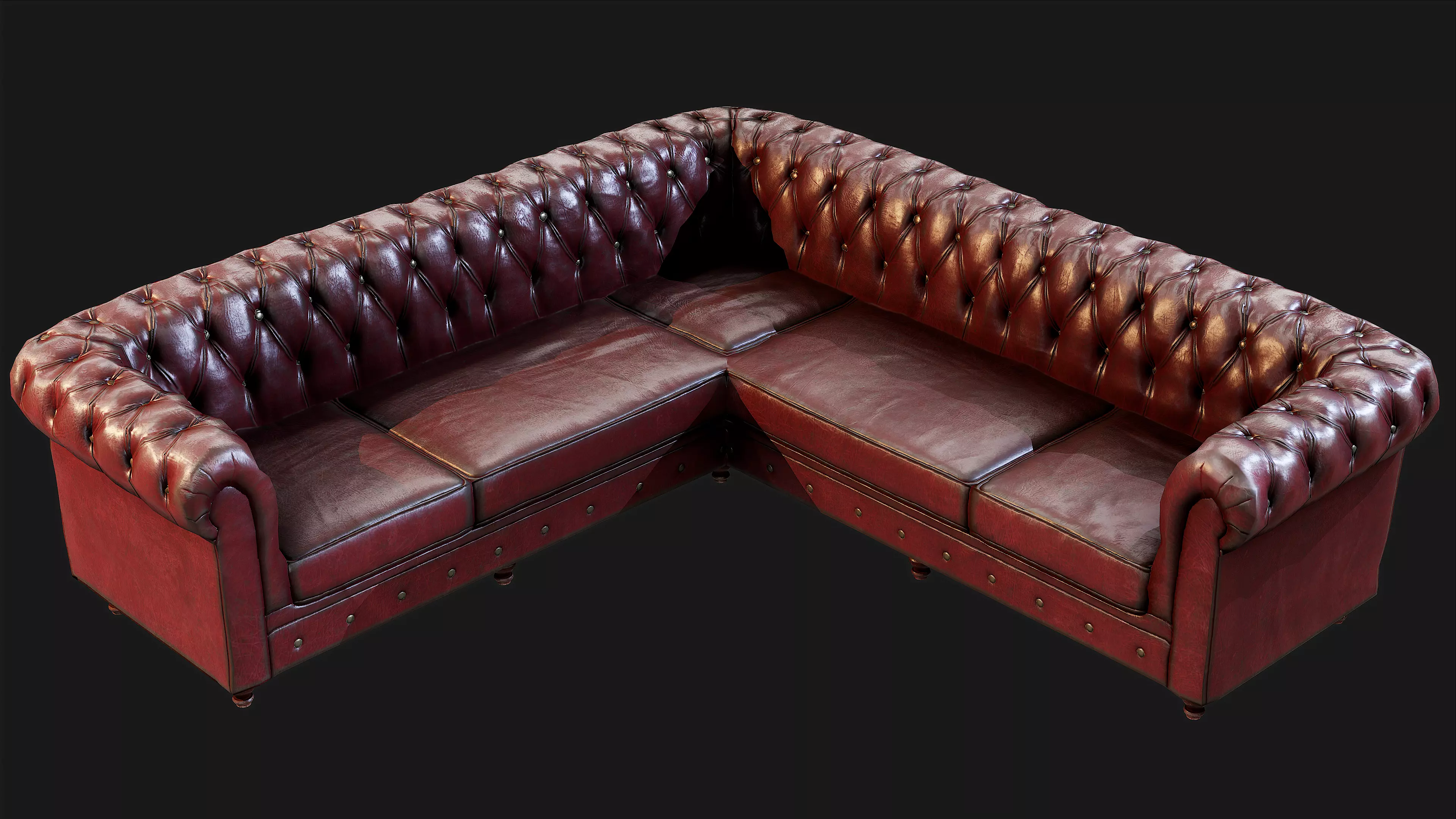 Leather Sofa - Game ready props Low-poly 3D model_0