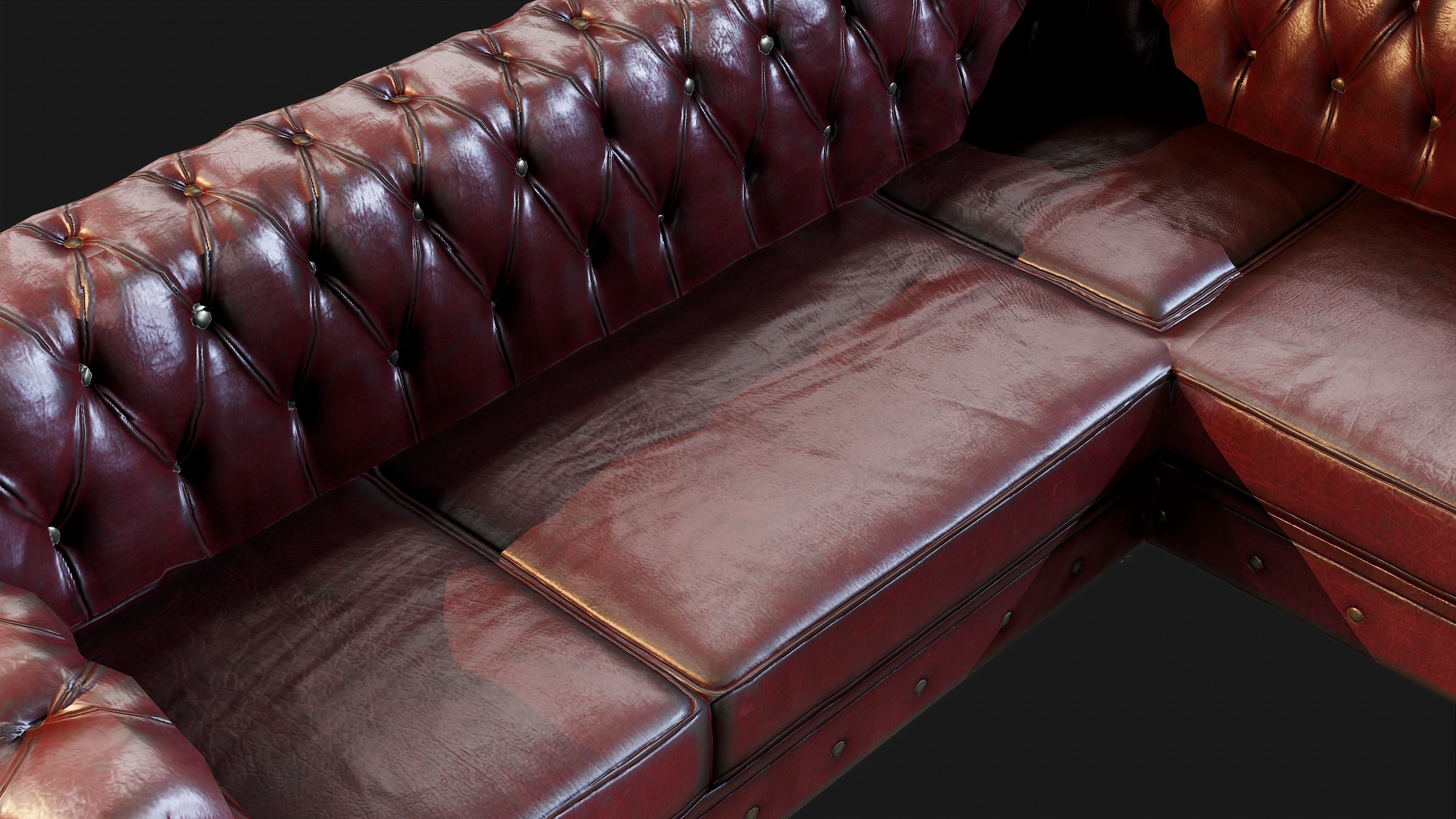 Leather Sofa - Game ready props Low-poly 3D model_2