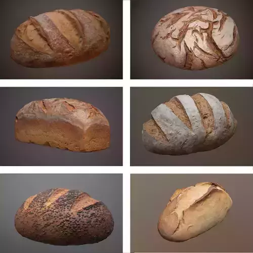 Breads bundle Low-poly 3D model