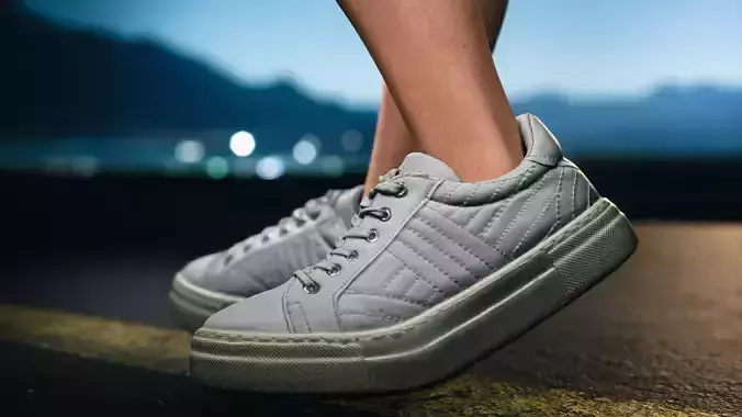 Woman White Shoe Low Poly