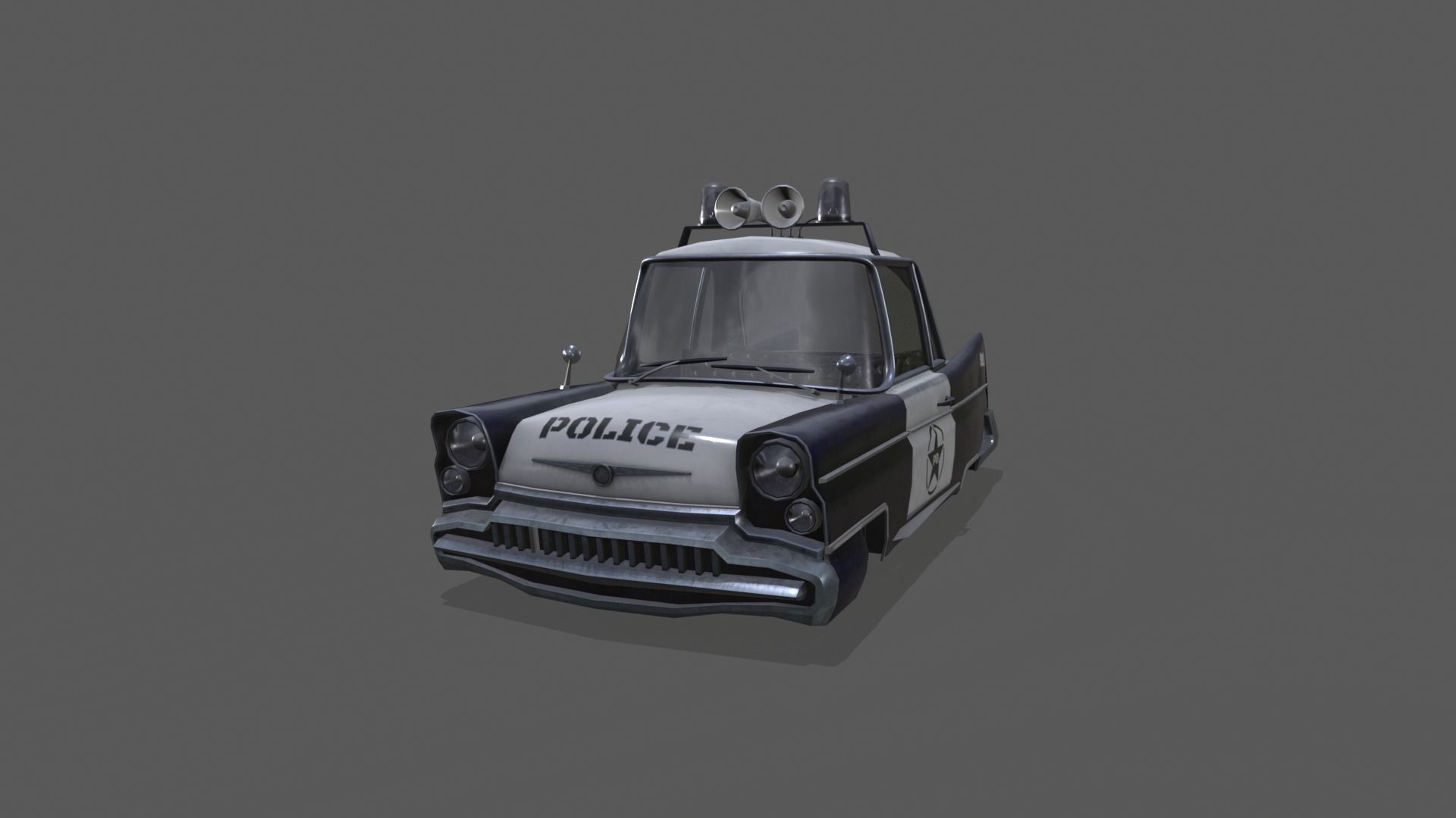 Low Poly Stylized Police Car Low-poly 3D model_13