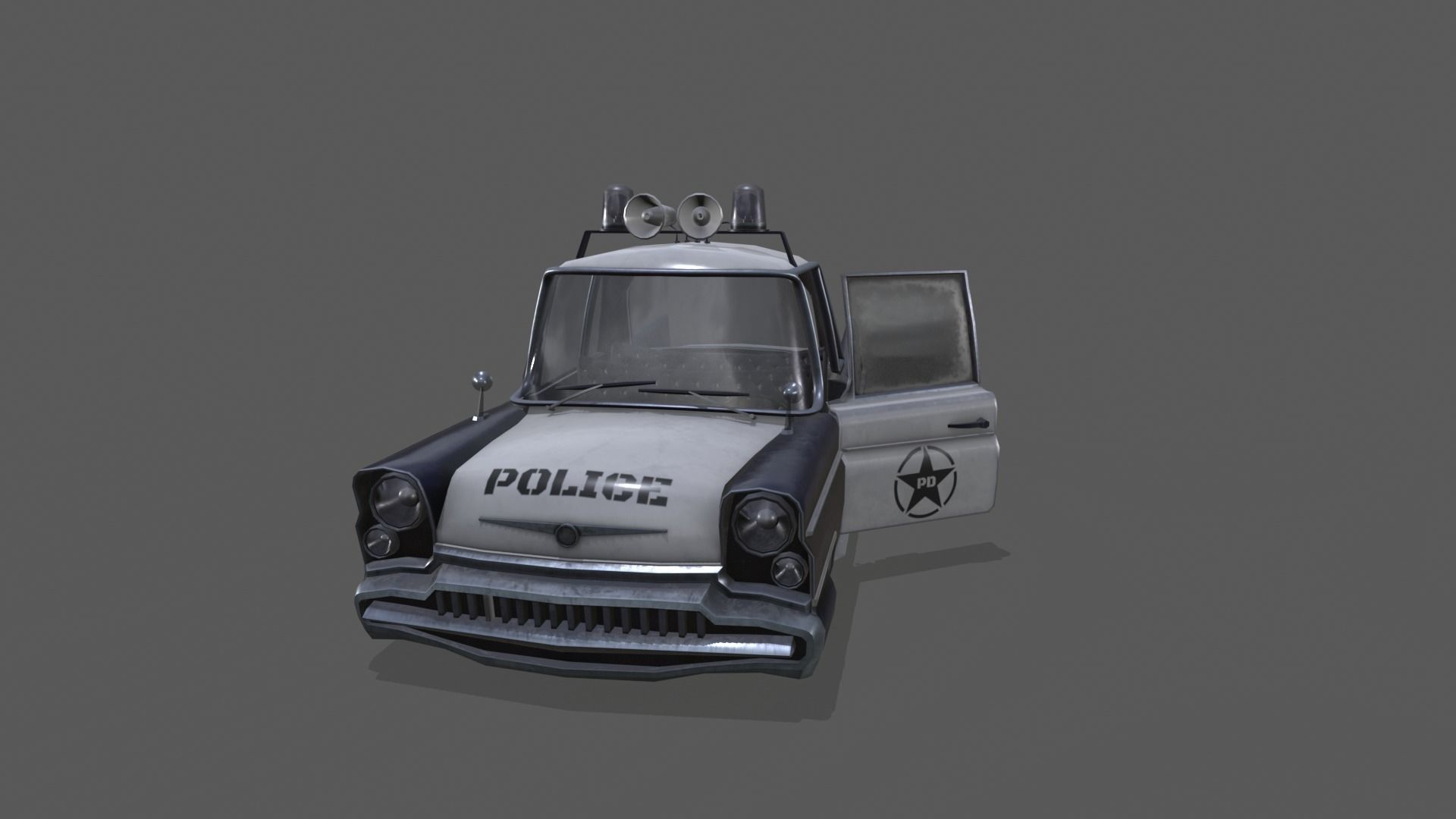 Low Poly Stylized Police Car Low-poly 3D model_9