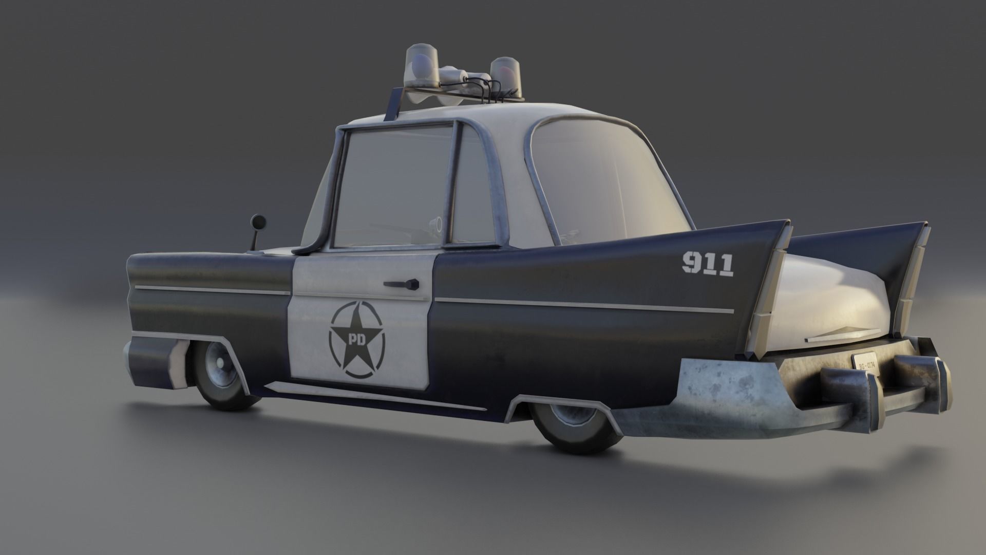 Low Poly Stylized Police Car Low-poly 3D model_4