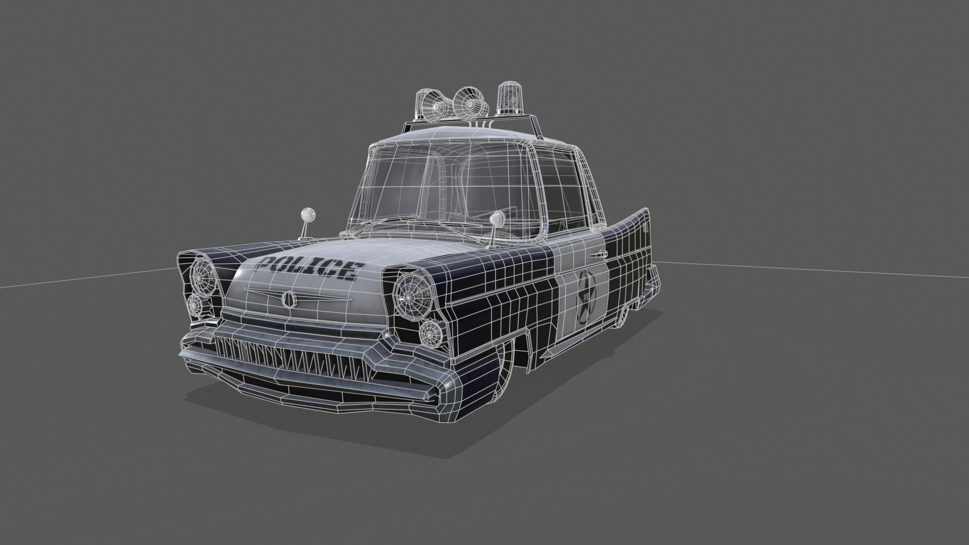 Low Poly Stylized Police Car Low-poly 3D model_17