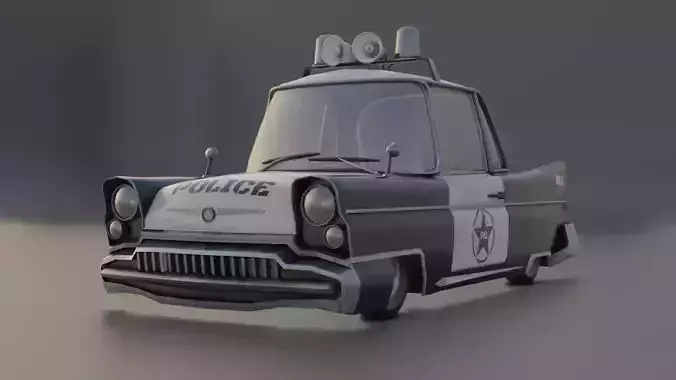 Low Poly Stylized Police Car Low-poly 3D model