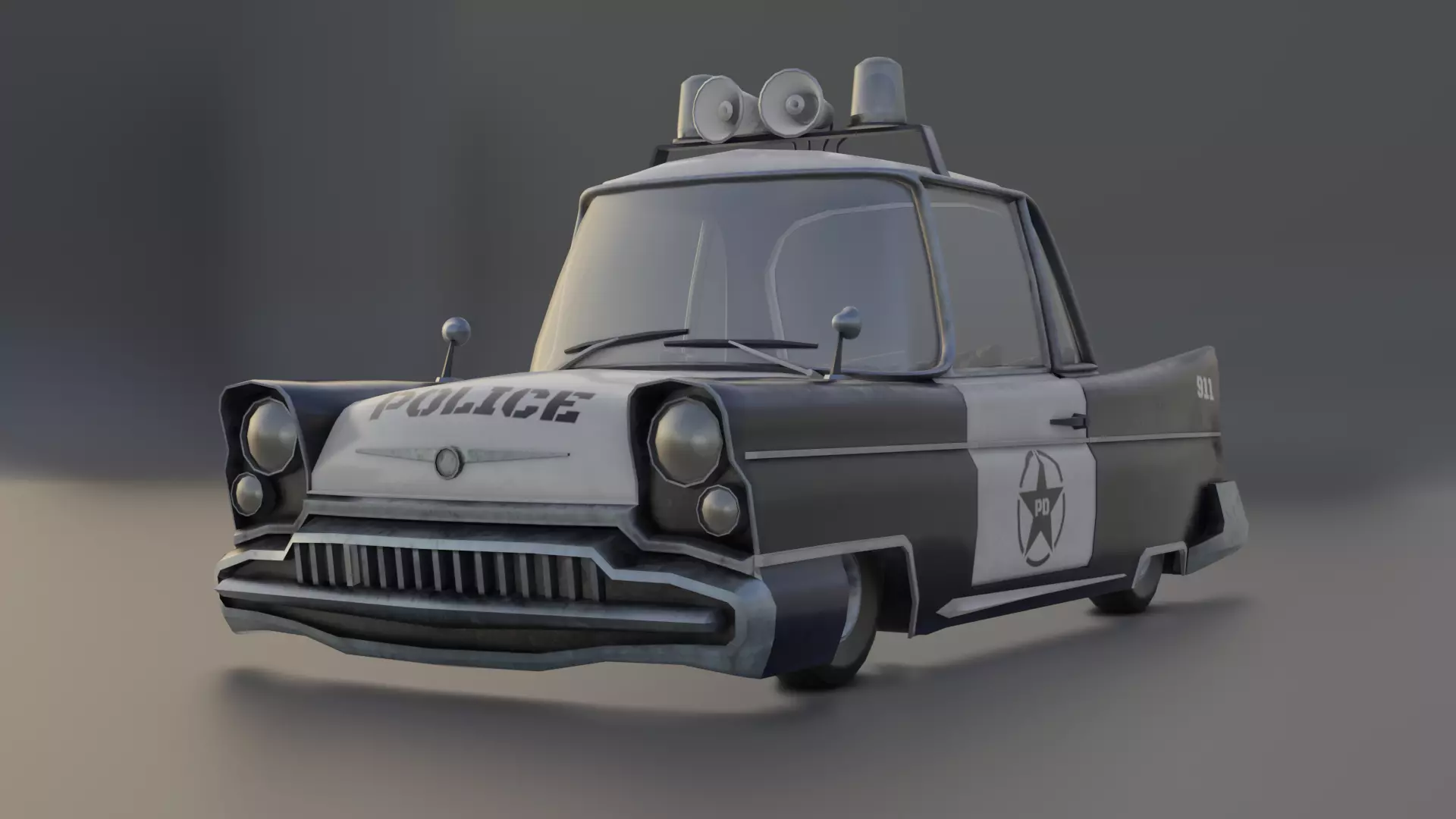 Low Poly Stylized Police Car Low-poly 3D model_0