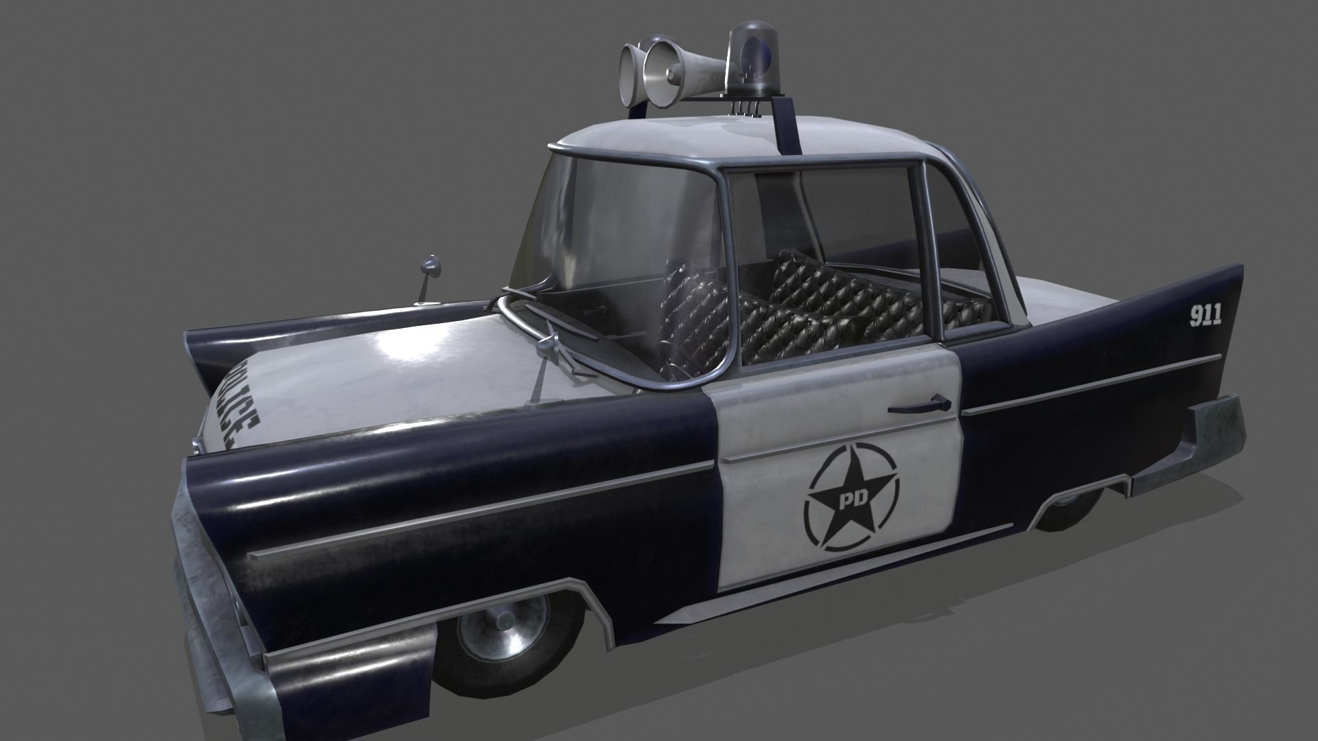 Low Poly Stylized Police Car Low-poly 3D model_14