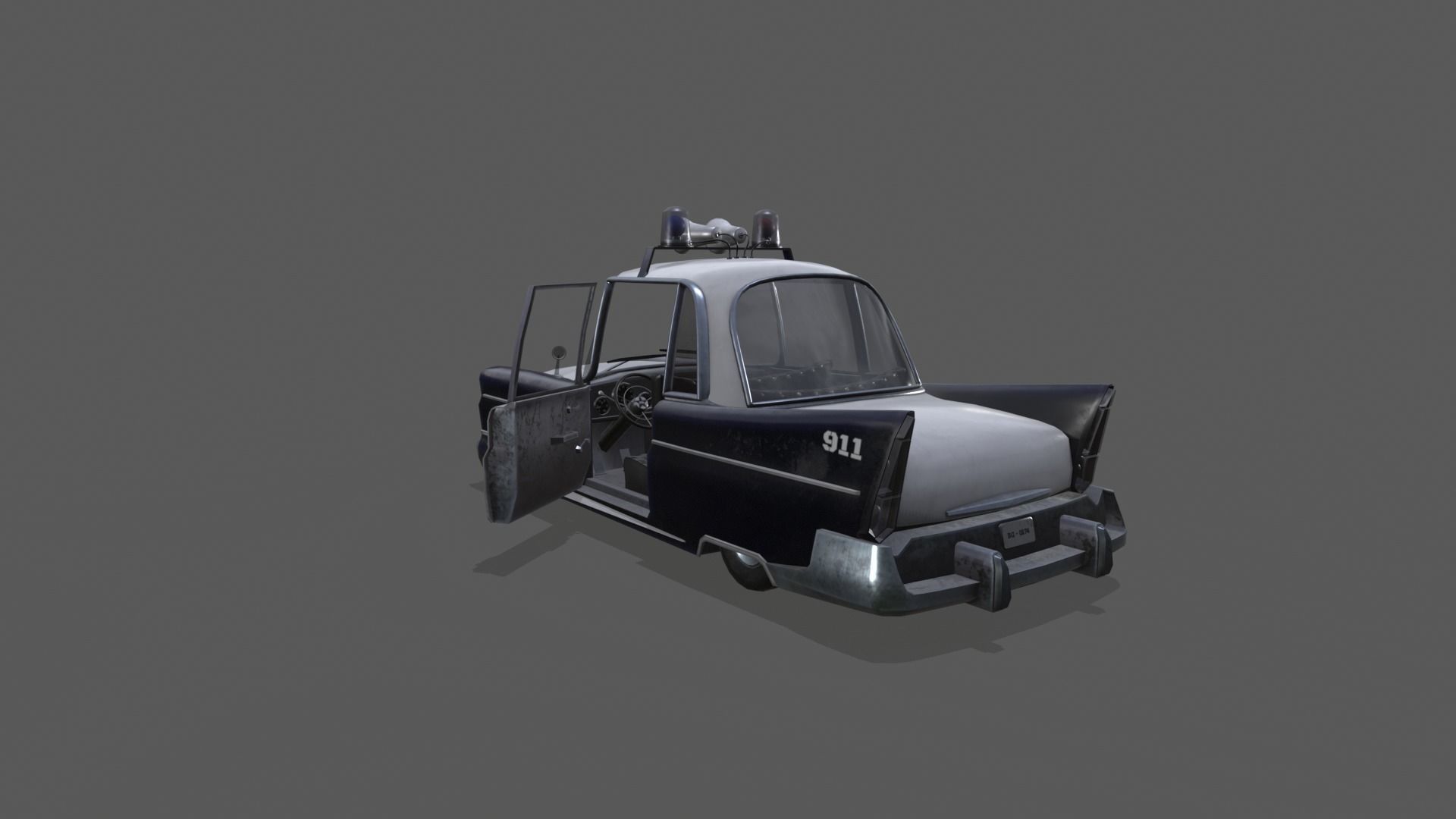 Low Poly Stylized Police Car Low-poly 3D model_11
