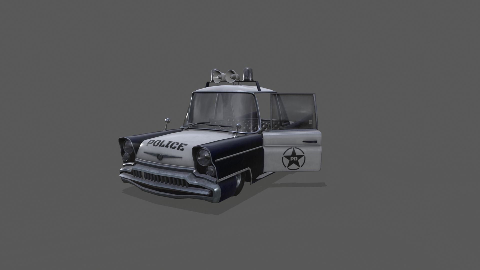 Low Poly Stylized Police Car Low-poly 3D model_12