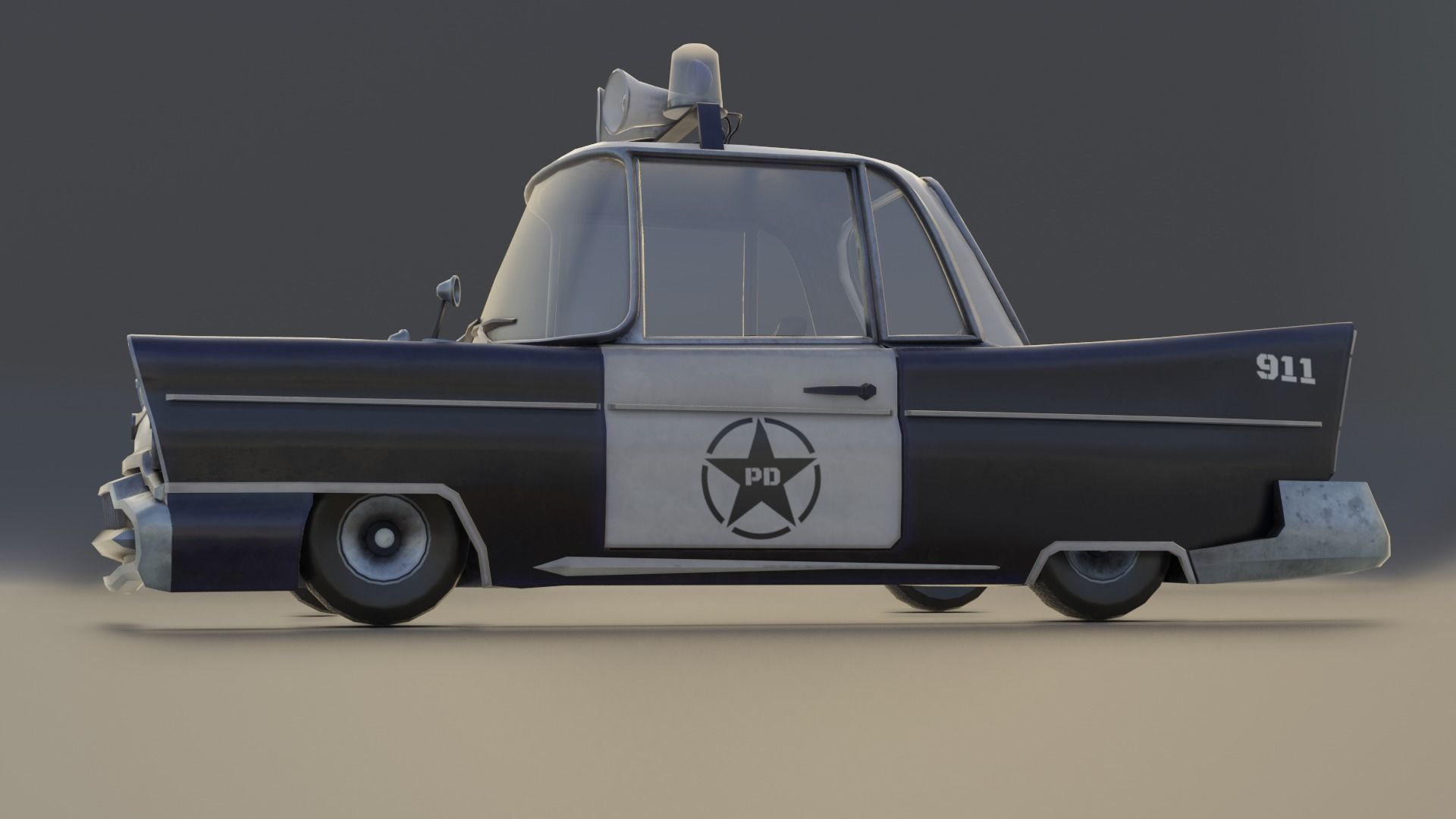 Low Poly Stylized Police Car Low-poly 3D model_3