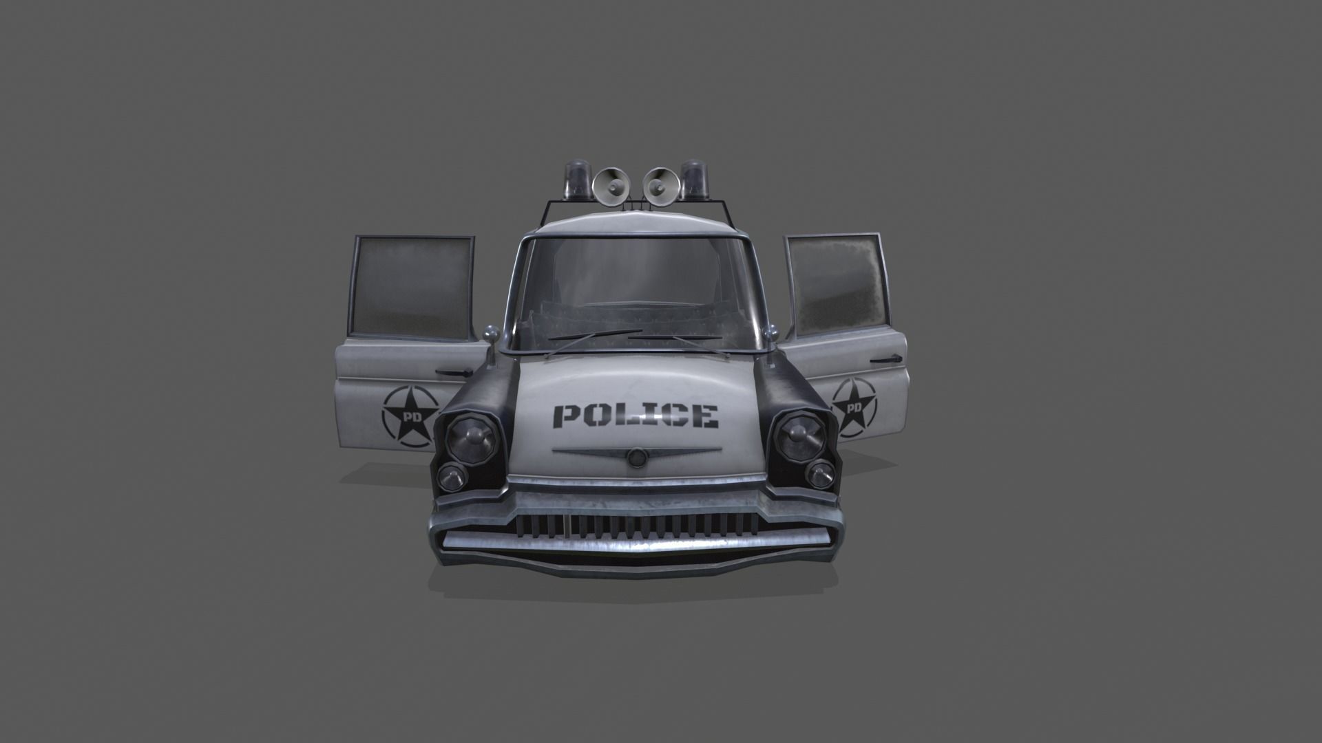 Low Poly Stylized Police Car Low-poly 3D model_7
