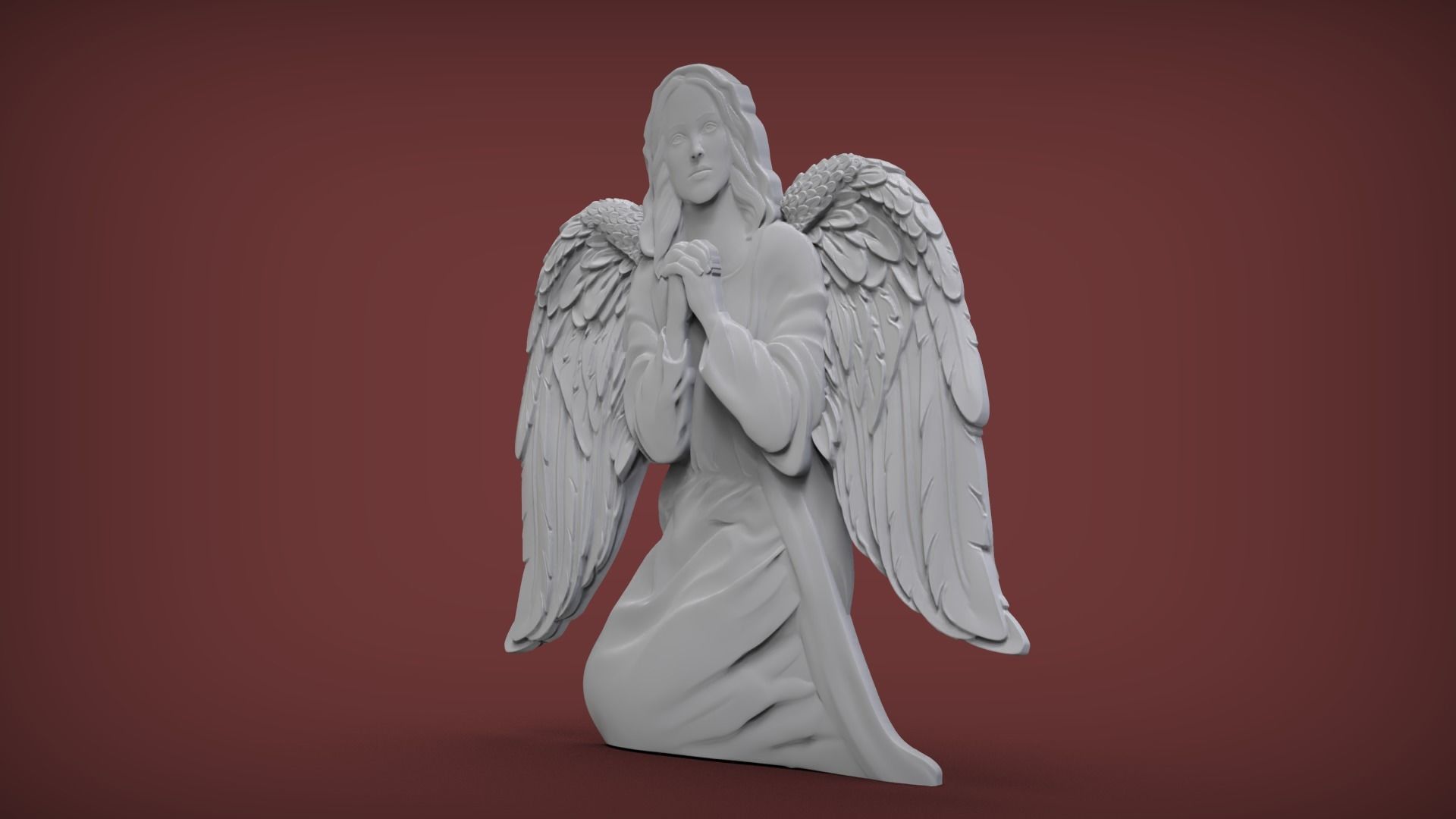 Praying Angel 3D print model_2