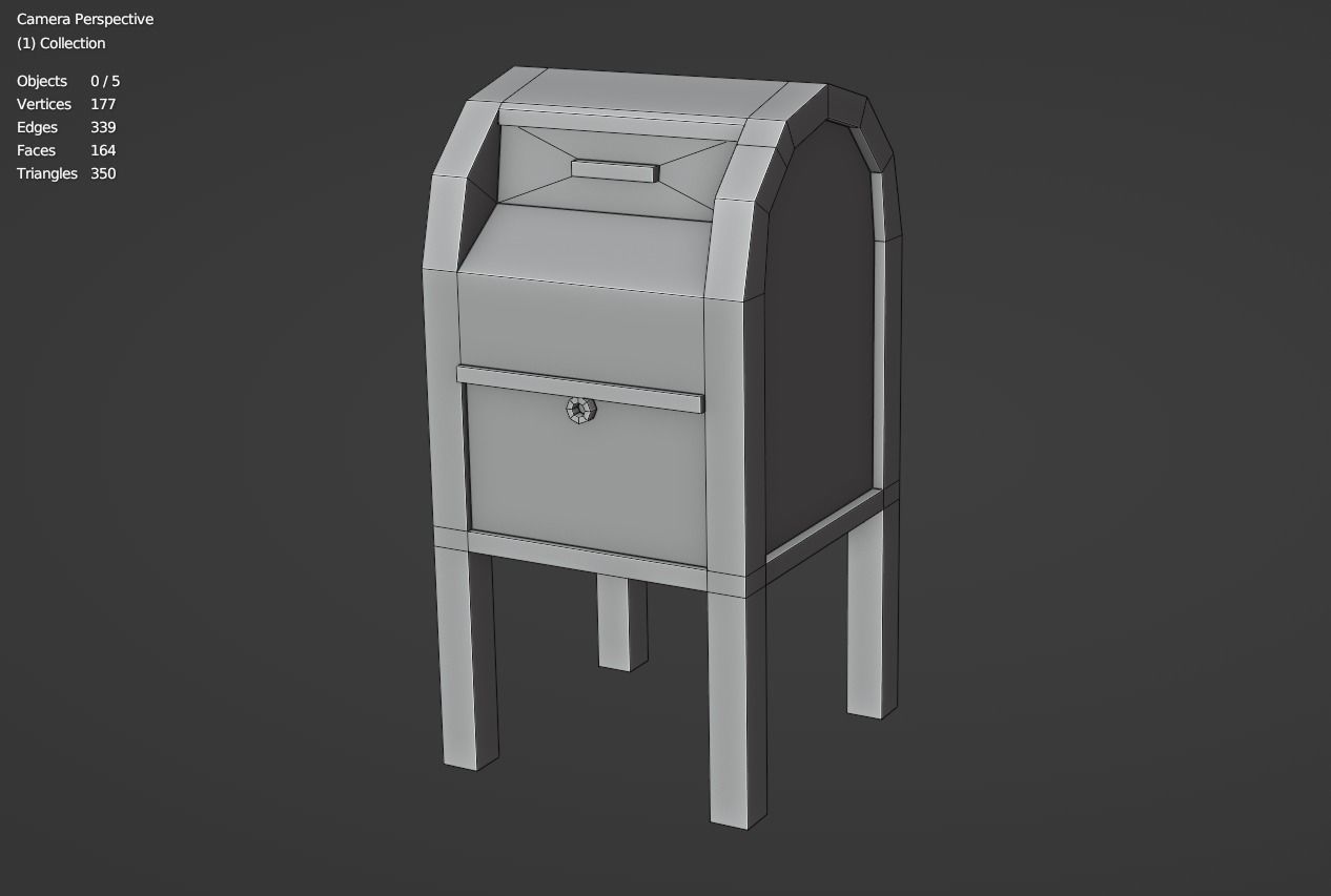 Mail Box Low-poly 3D model_2