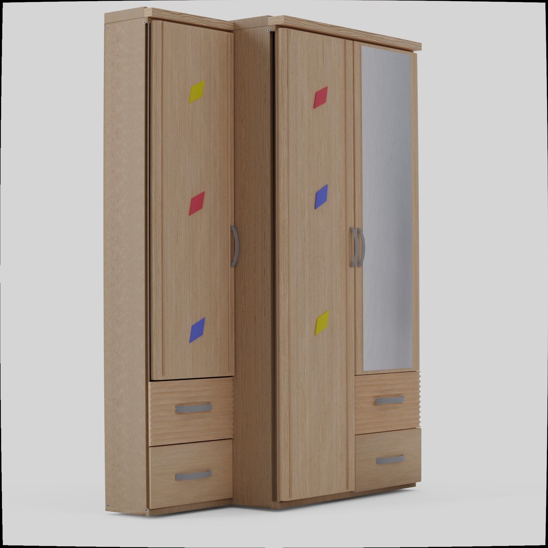 Closet wardrobe with doors and drawers Free 3D model_1