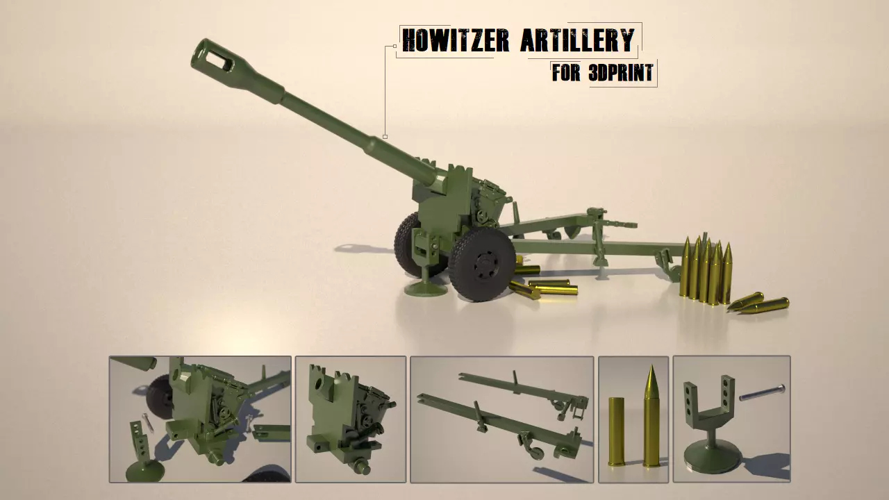 Howitzer Artillery for 3Dprint 3D print model