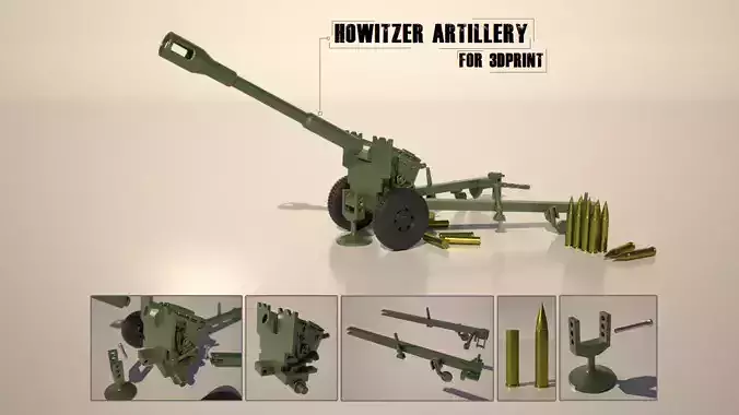 Howitzer Artillery for 3Dprint 3D print model