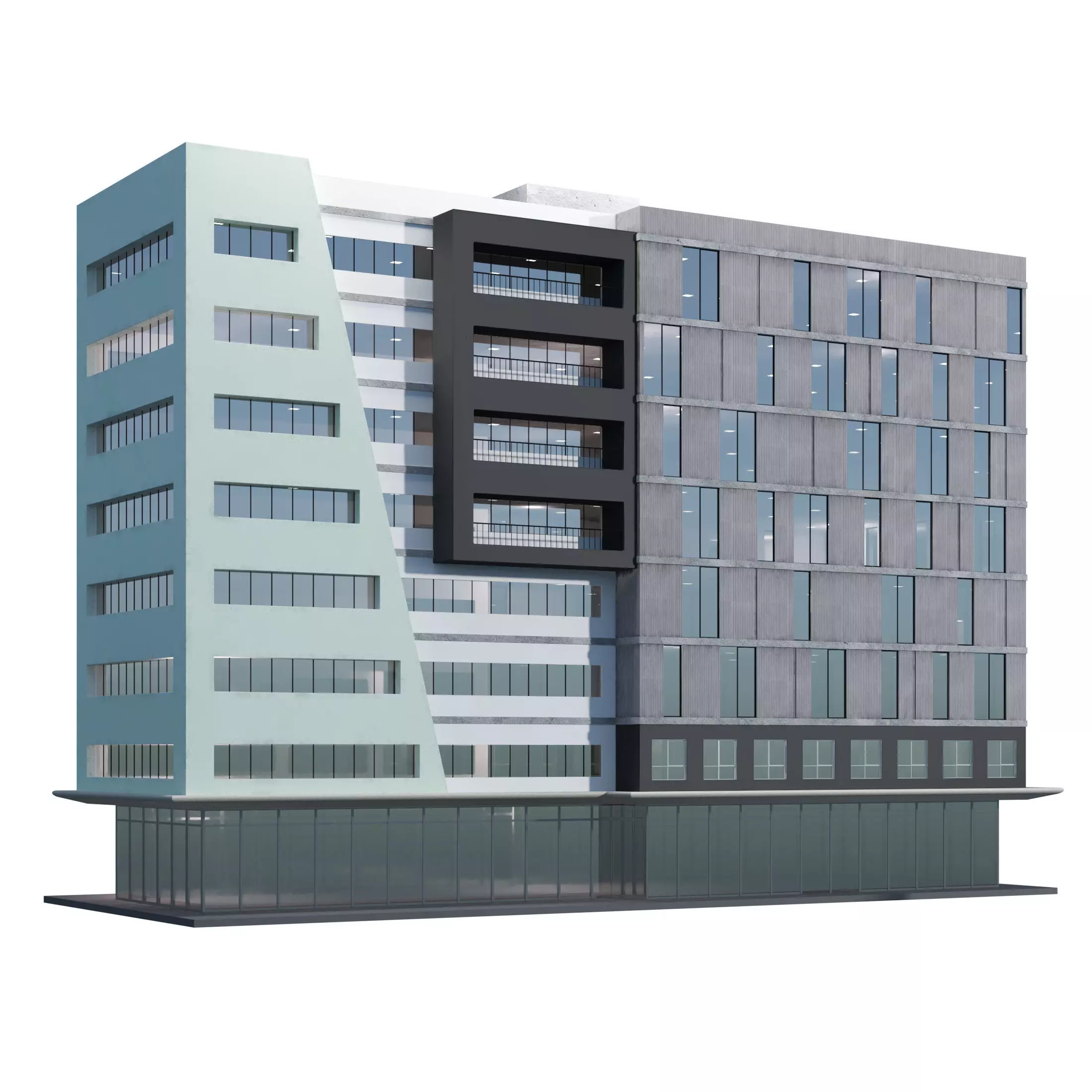 modern apartment building 02 3D model_0