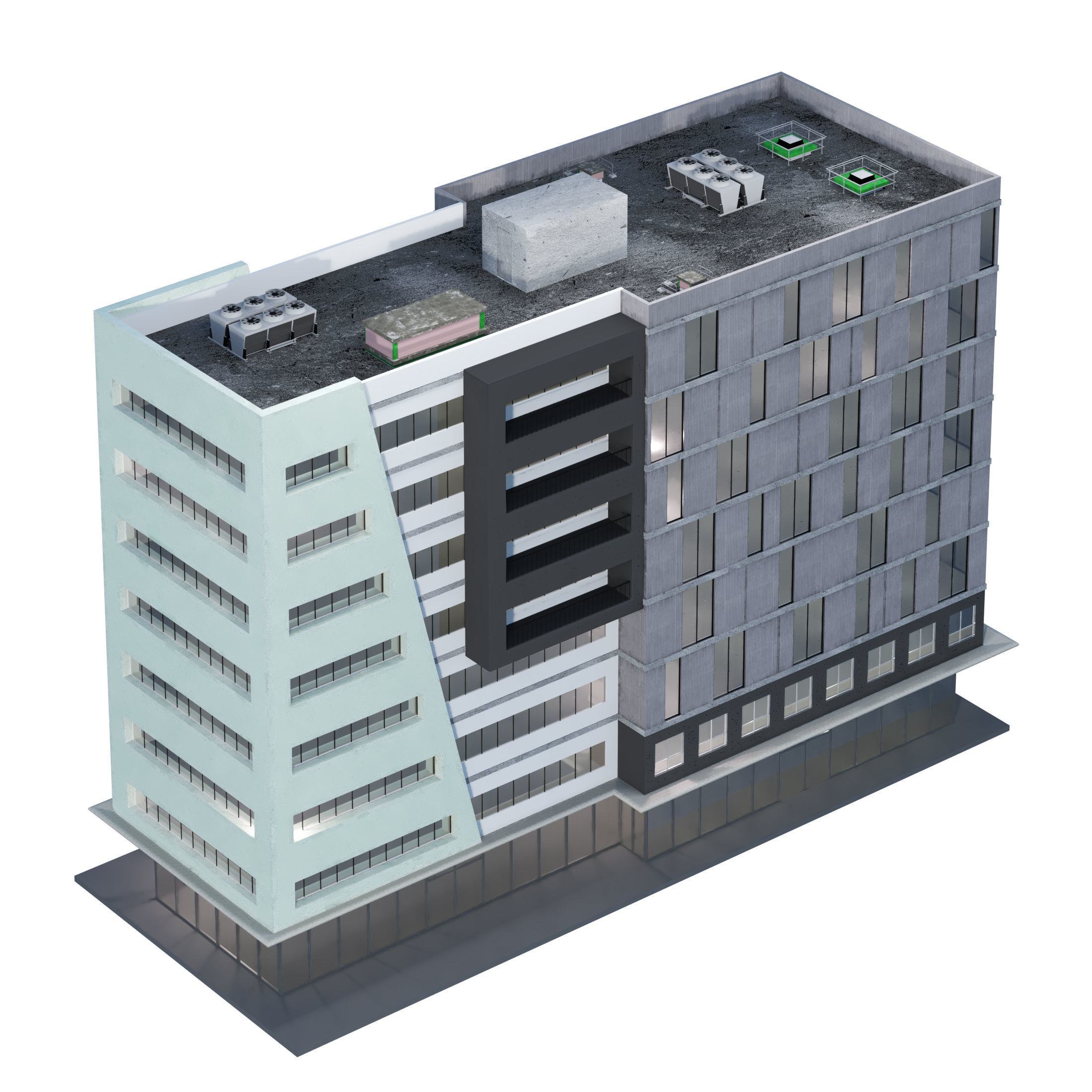 modern apartment building 02 3D model_4